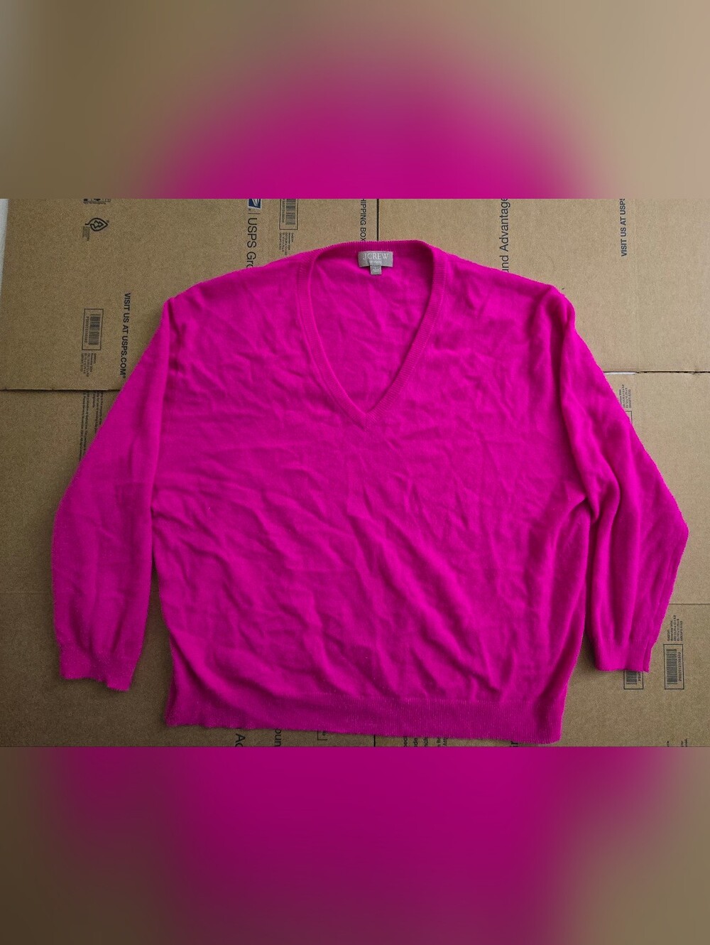 J. Crew Cashmere classic-fit crewneck sweater, Pink, Size Large